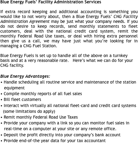 Blue Energy Fuels’ Facility Administration